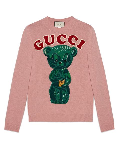 gucci wool sweater with teddy bear|gucci sweater pink.